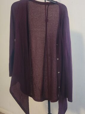 Open-Front Lightweight Knit Cardigan - Plum